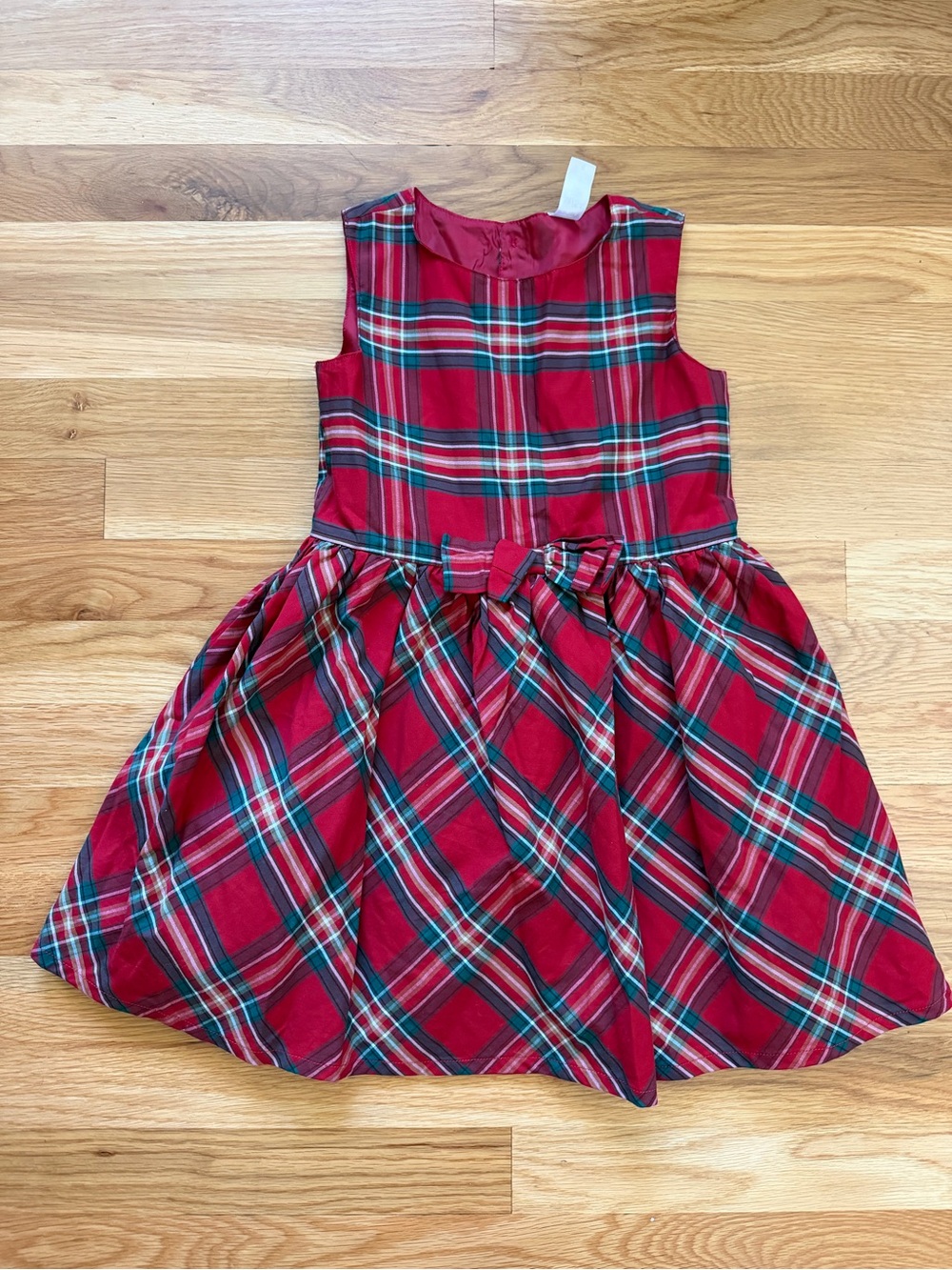 Carter's Red Plaid Sleeveless Holiday Dress with Waist Bow